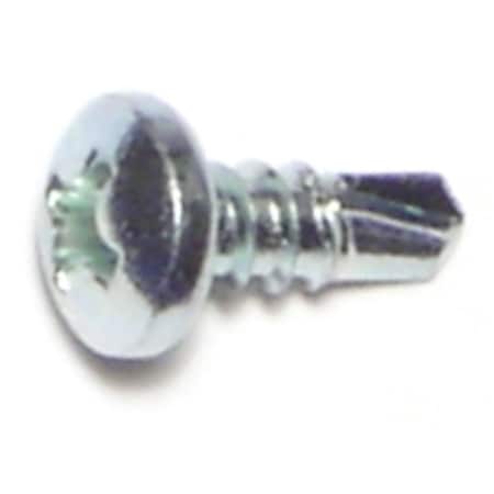 Self-Drilling Screw, #6 X 3/8 In, Zinc Plated Steel Pan Head Phillips Drive, 30 PK